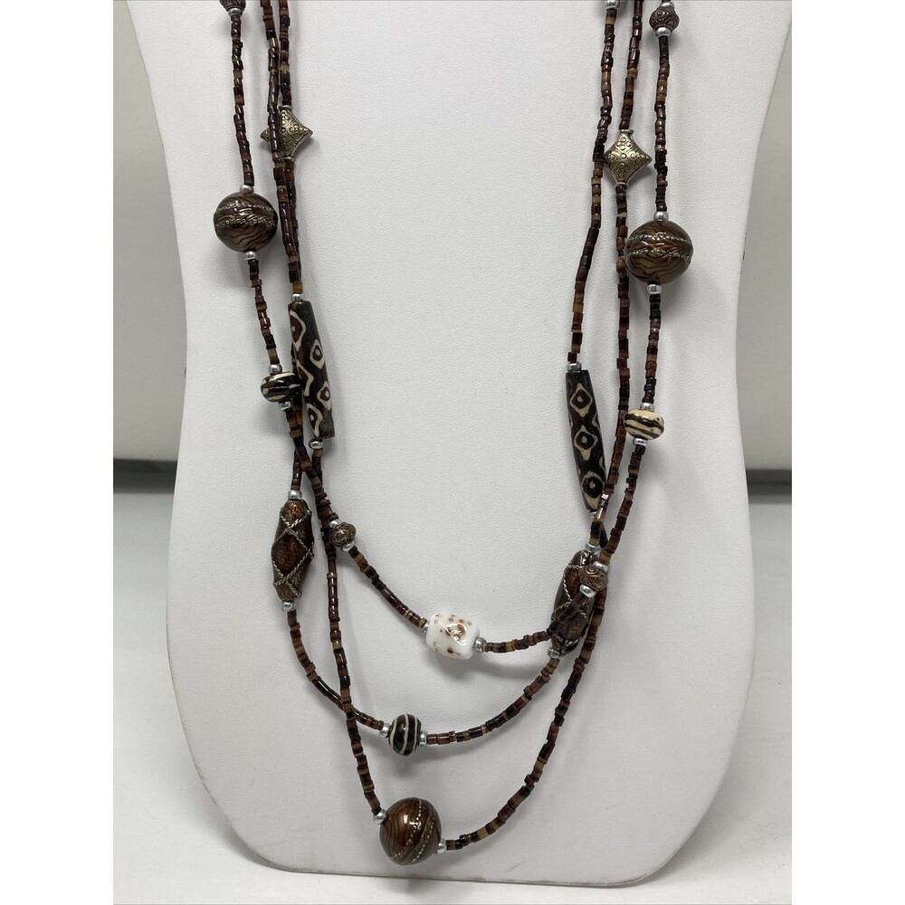 CHICO'S Necklace Statement Brown Multi Strand Southwest Tribal Style